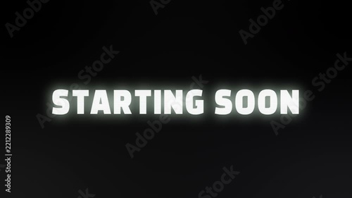 Starting soon glitch bright neon white text with a digital cyan effect. Ideal for promotional videos, event announcements, livestreams, and countdowns.