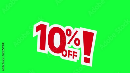 10% Off Green Screen Animated Sale Banner with Chroma Key Background