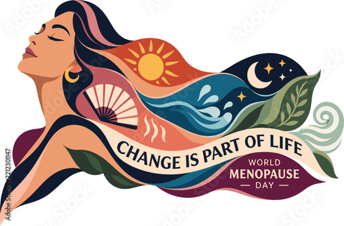 Change Is Part of Life EPS Vector, World Menopause Day Women’s Wellness Illustration, Midlife Awareness Design