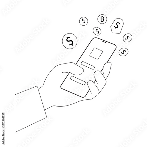 Isolated conceptual illustration with clean vector shapes and an editable look, suitable for finance, fintech, digital wallet, online payment, money transfer, banking, and cryptocurrency concepts.