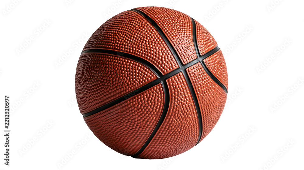 Fototapeta premium Orange textured rubber basketball with black seams