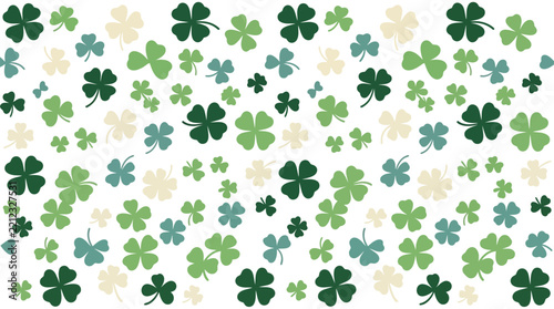 Scattered Clover Leaves Pattern, St. Patrick's Day Celebration, Four Leaf & Three Leaf, Isolated