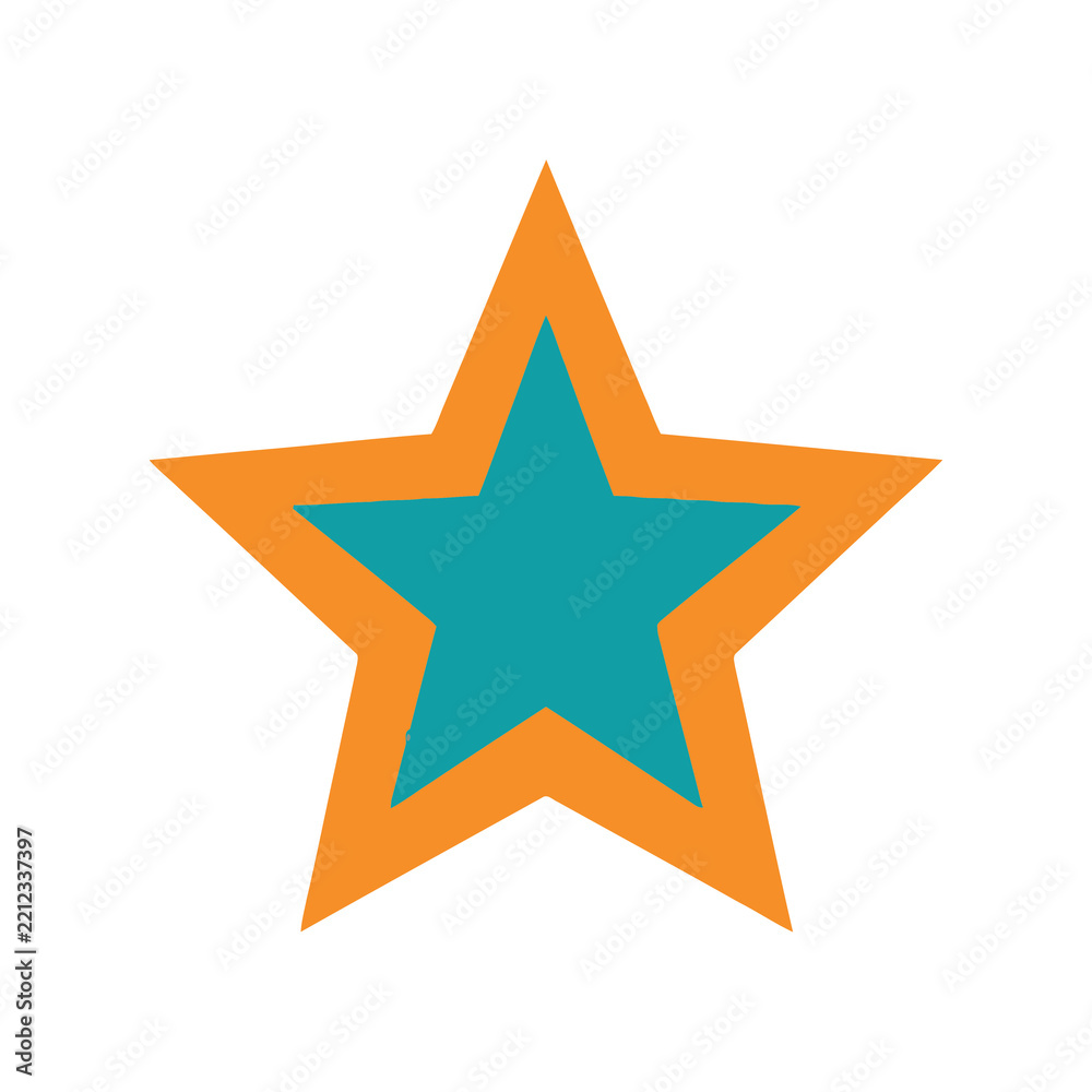Obraz premium Teal five-pointed star with orange outline