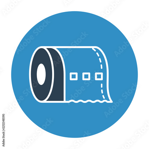 Roll of tickets on blue background, event or raffle concept simple icon
