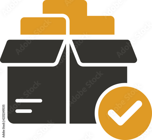 Delivery Package Box with Check Mark Vector Icon for Shipping