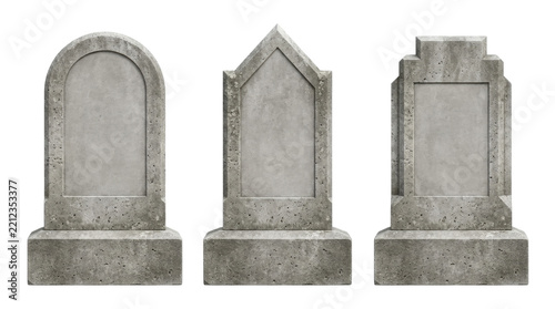 Fotografie Blank stone headstone tombstone collection isolated