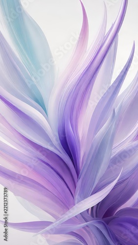 Soft Opalescent Geometry in White and Violet Creating a Dreamlike Abstract Space