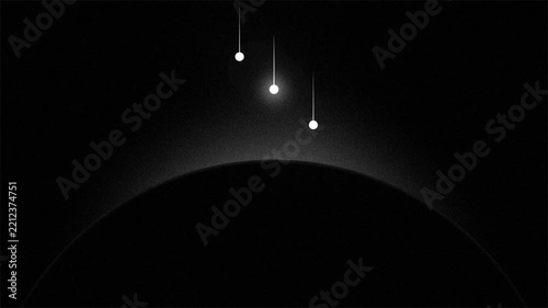 Abstract black background featuring a subtle glowing dome silhouette and three suspended white light points