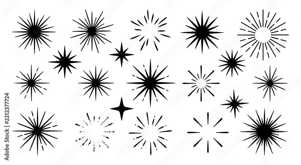 Obraz premium Star sparkle twinkle icon set vector illustration