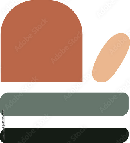 Abstract Minimalist Geometric Composition with Terracotta Arch and Earthy Tones for Modern Wall Art
