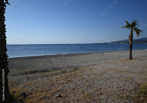 Scenic View of a Sandy Beach.