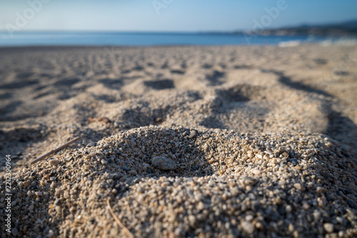 Tranquil Coastal Shoreline with Grained Sand