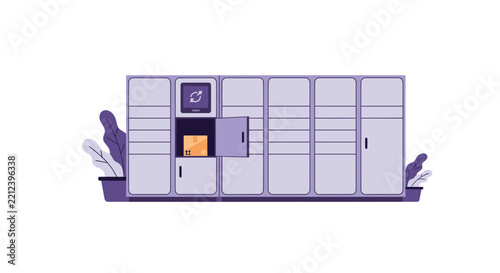 Smart Automated Parcel Locker Illustration for E-commerce and Last-Mile Delivery