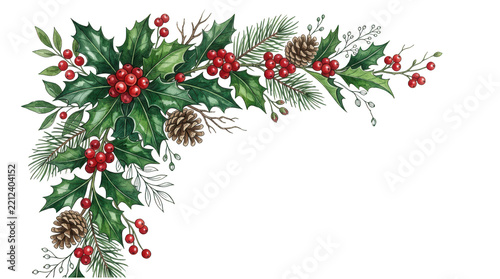 Christmas corner arrangement isolated on transparent background