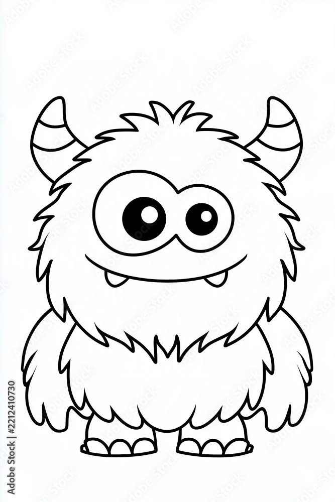Fototapeta premium monster, kids, cute, coloring, outline, page, cartoon, character, funny, adorable. 