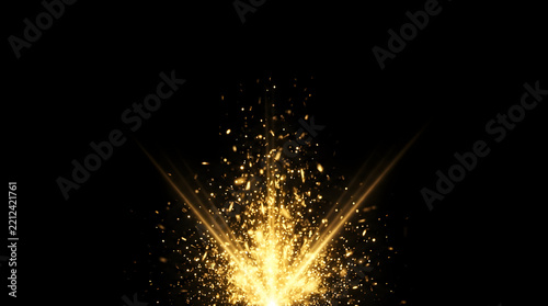 Green Energy Swirl Wave and Golden Sparkle Explosion Effect