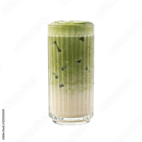 Creamy iced matcha latte png green tea drink png refreshing matcha milk tea png cold ceremonial matcha png isolated on transparent background for cafe menu design