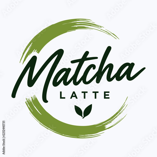 Matcha latte logo vector illustration template. Design emblem icon