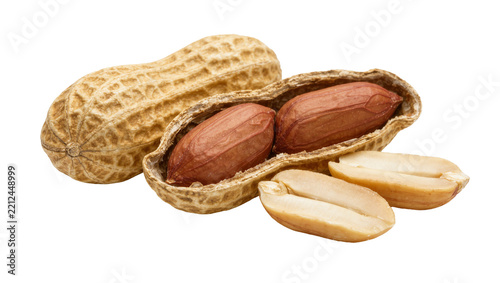 Fotografie Whole peanut pod with two kernels inside, isolated on transparent background