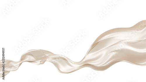 Luxury dusty gold sheer fabric flowing isolated on transparent background with copy space 3D render