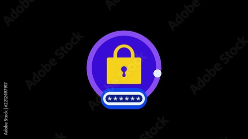 Password Protection Icon Animation with Secure Lock and Password Field