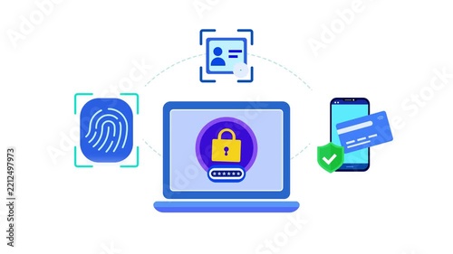 Digital Security and Identity Verification Technology icon animation. 4k stock video