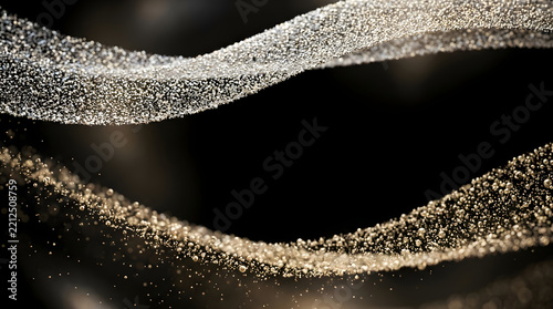 Festive Sparkling Particle Waves on Dark Background for Elegant Holiday Celebration Design