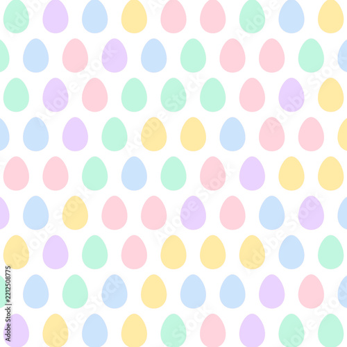 Easter holiday congratulation card backdrop: multicolor pastel eggs against white