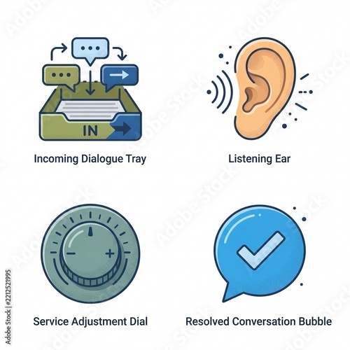 Customer Service and Communication Process Icon Set