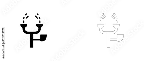 Emergency eyewash station vector icon filled and outline, industrial safety first aid washer symbol.
