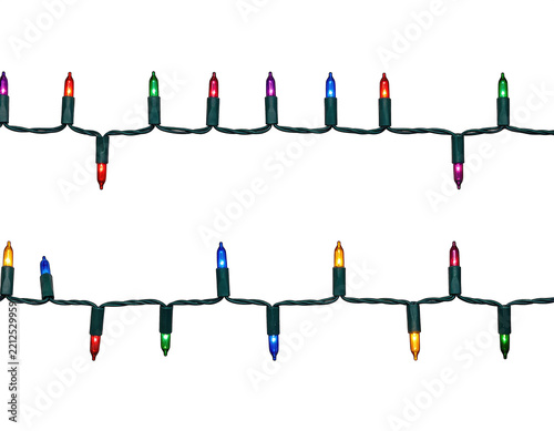 a high quality stock photograph of christmas lights horizontal isolated on a white background