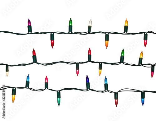 a high quality stock photograph of christmas lights horizontal isolated on a white background
