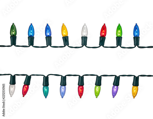 a high quality stock photograph of christmas lights horizontal isolated on a white background