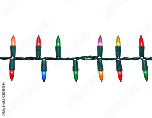 a high quality stock photograph of christmas lights horizontal isolated on a white background