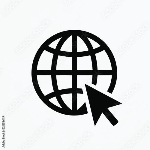 Globe icon with computer mouse cursor