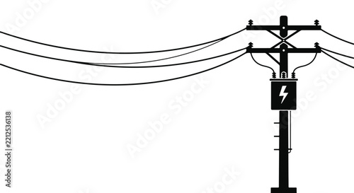 Electric utility pole with power lines and transformer icon
