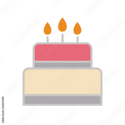 Two Tier Cake with Three Lit Candles