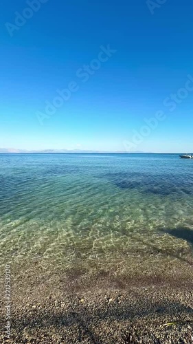 Peaceful Mediterranean Coastline on Corfu Island in Greece