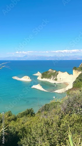 Dramatic Sandstone Cliffs and Turquoise Bay at Cape Drastis, Corfu