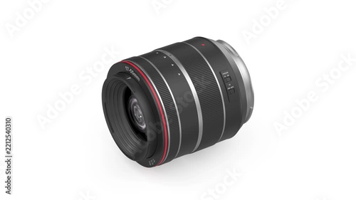 Zoom camera lens on white background