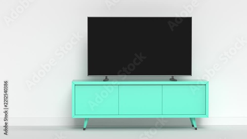 Modern cabinet and large TV in a room