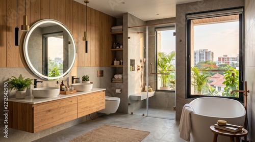 Modern Bathroom Design in Indore – Stylish and Sophisticated Interior Featuring Sleek Fixtures, Elegant Tilework, Refined Wall Finishes, Functional Storage, Smart Space Planning, and a Clean Contempor