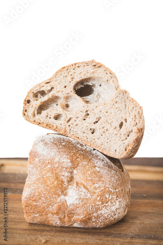 Homemade Buckwheat Sourdough Bread Loaf Cut in Half