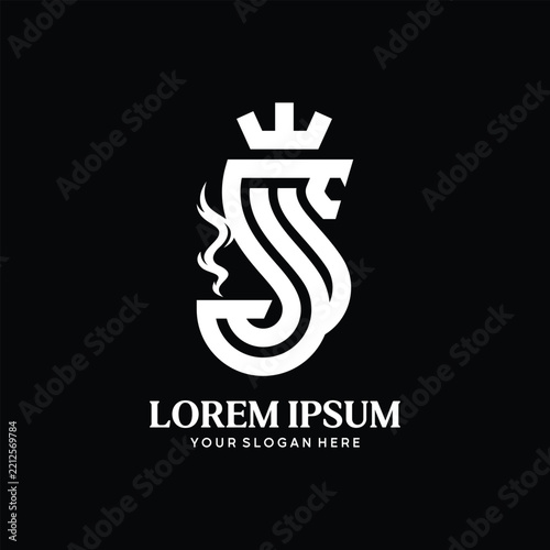 Regal S monogram with a crowned lion, creating a bold heraldic emblem for luxury and premium brands