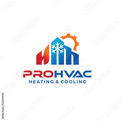 HAM monogram with house, flame, and snowflake symbols for heating, cooling, HVAC, and home services