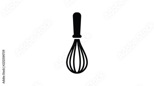 Black silhouette of a kitchen whisk against a white background