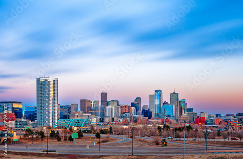 Denver, Colorado, USA downtown city skyline panorama at twilight 653