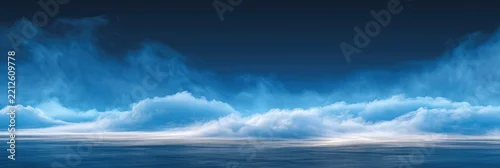Panel kuchenny z motywem Dense blue vapour clouds over calm ocean at twilight