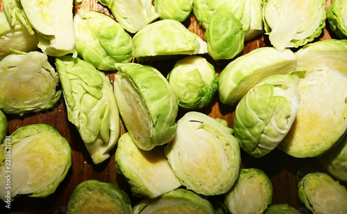 Fresh Brussels sprouts texture, natural organic pattern