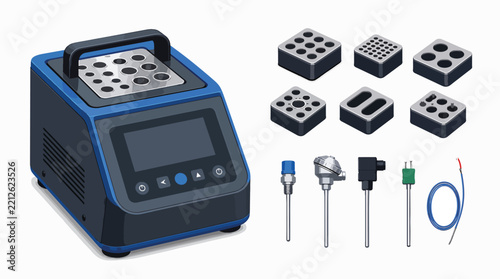 Laboratory PCR thermal cycler with accessories for DNA analysis